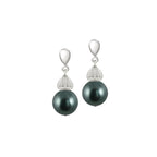 Solitaire Tahitian Pearl Silver Tone Drop Screw Back Clip On Earrings