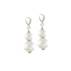 Delicate White Shell Pearl Silver Tone Drop Screw Back Clip On Earrings
