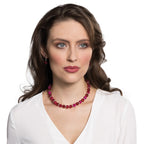 Dominica Red/Magenta Glass Crackle Bead Silver Tone Drop Screw Back Clip On Earrings