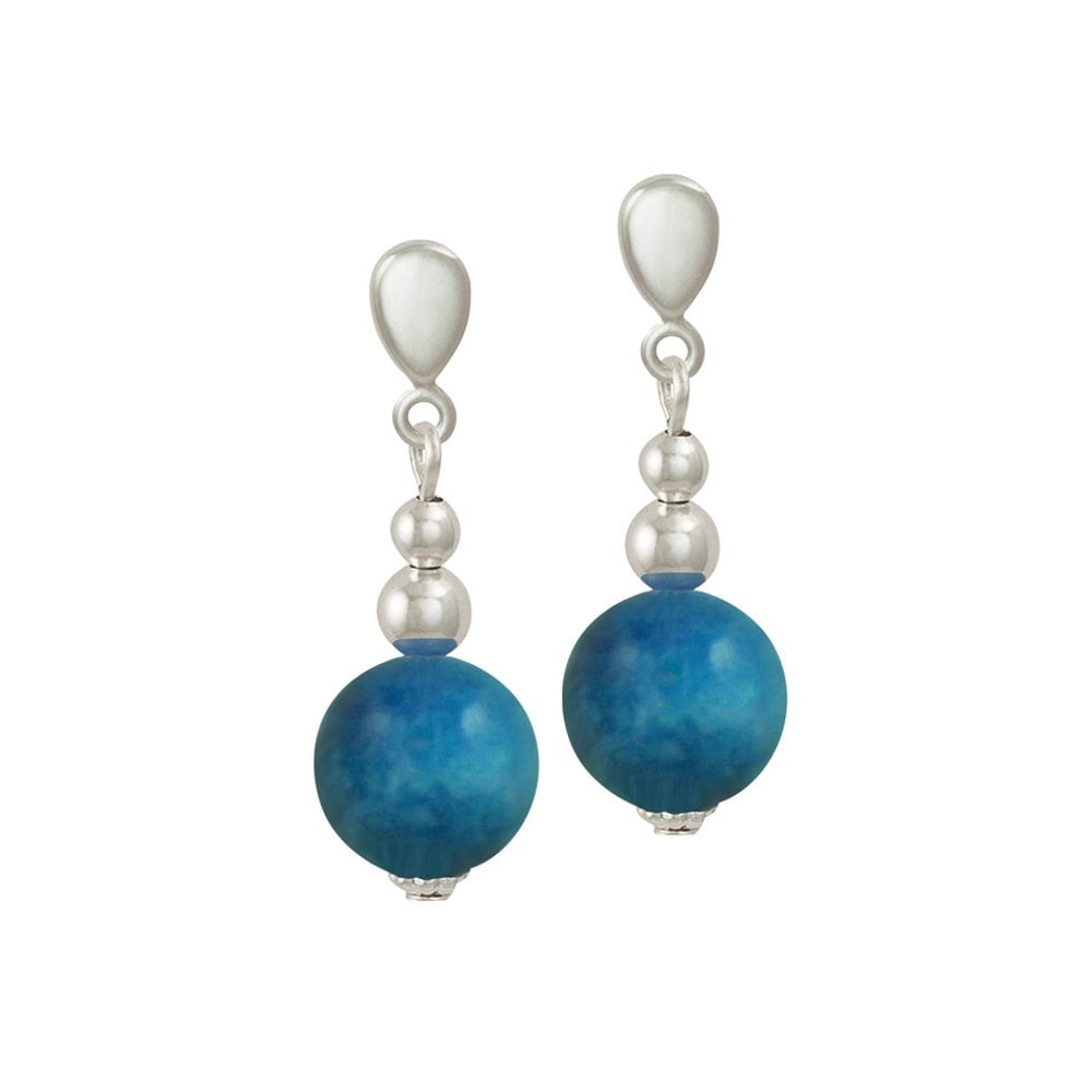 Essentia Turquoise Malaysian Jade Silver Tone Drop Screw Back Clip On Earrings