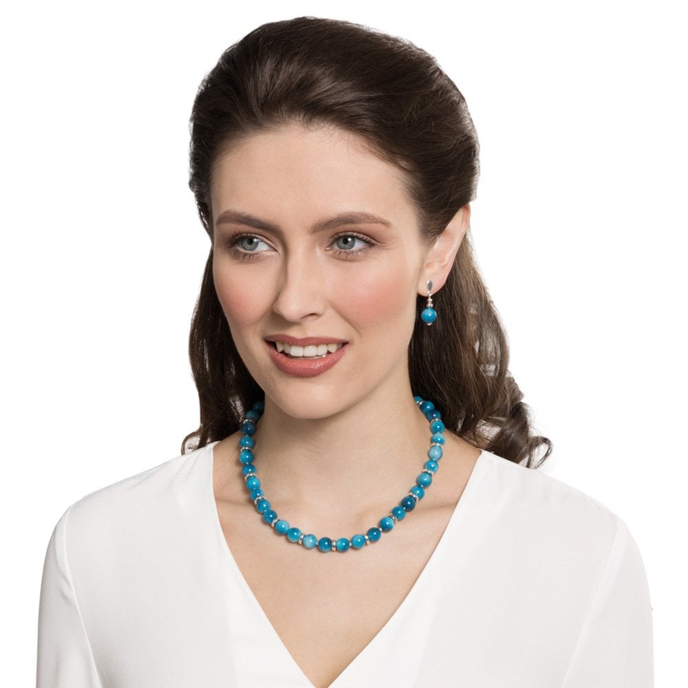 Essentia Turquoise Malaysian Jade Silver Tone Drop Screw Back Clip On Earrings