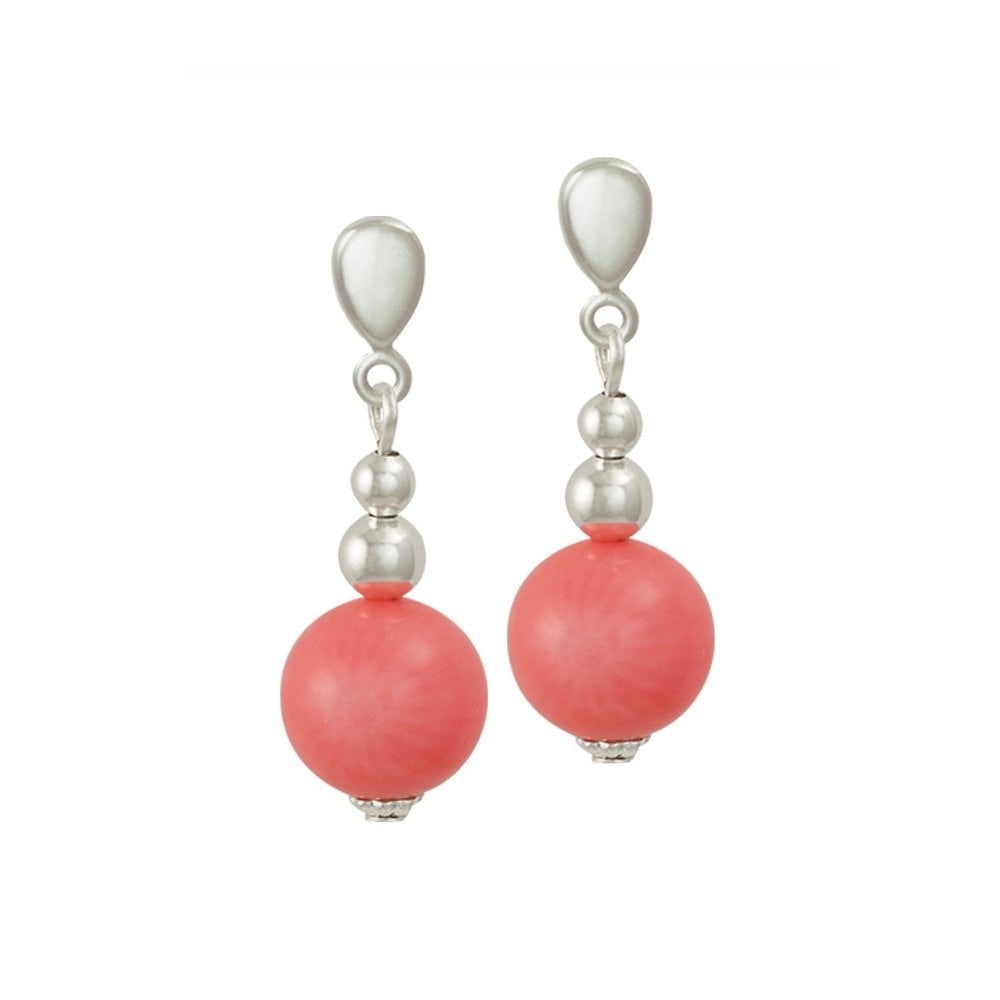 Essentia Coral Silver Tone Drop Screw Back Clip On Earrings