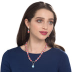 Harmony Coral Ceramic and Crystal Silver Tone Drop Screw Back Clip On Earrings