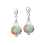 Harmony Tropical Ceramic and Crystal Silver Tone Screw Back Clip On Earrings
