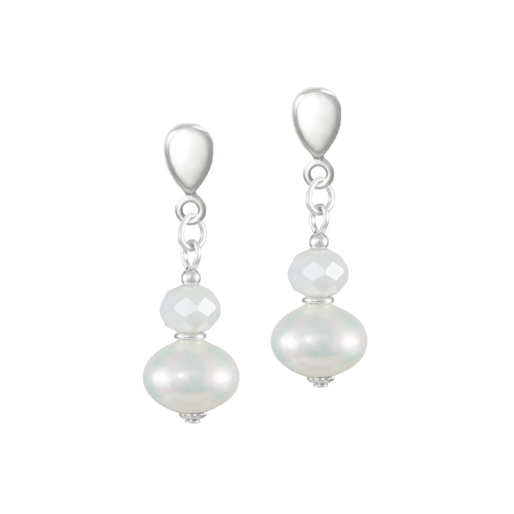 Highgrove Shell Pearl and Crystal Silver Tone Drop Screw Back Clip On Earrings