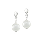 Duchy White Shell Pearl Silver Tone Drop Screw Back Clip On Earrings