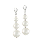 Iconic White Shell Pearl Silver Tone Drop Screw Back Clip On Earrings
