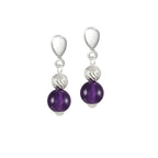 Debutante Amethyst Silver Tone Drop Screw Back Clip On Earrings