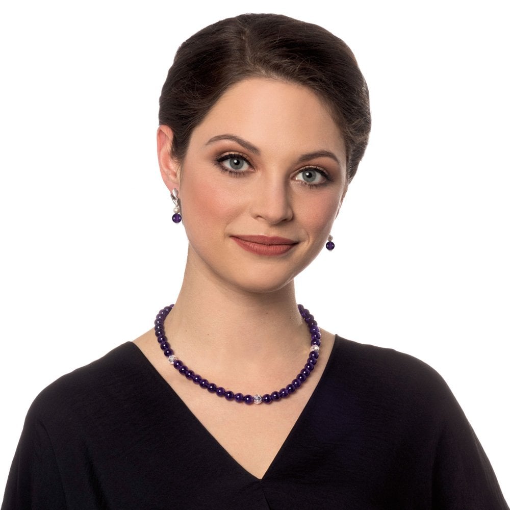 Debutante Amethyst Silver Tone Drop Screw Back Clip On Earrings