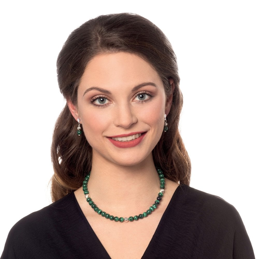 Debutante Green Malachite Silver Tone Drop Screw Back Clip On Earrings