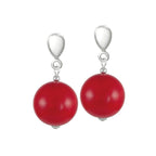 Brazen Red Mountain Jade Silver Tone Drop Screw Back Clip On Earrings