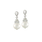 Lustro White Shell Pearl Silver Tone Drop Screw Back Clip on Earrings