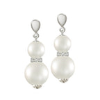 Soiree White Shell Pearl Teardrop Silver Tone Drop Screw Back Clip On Earrings