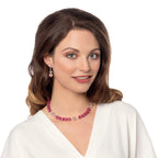 Serene Pink Floral Glass Silver Tone Drop Screw Back Clip On Earrings