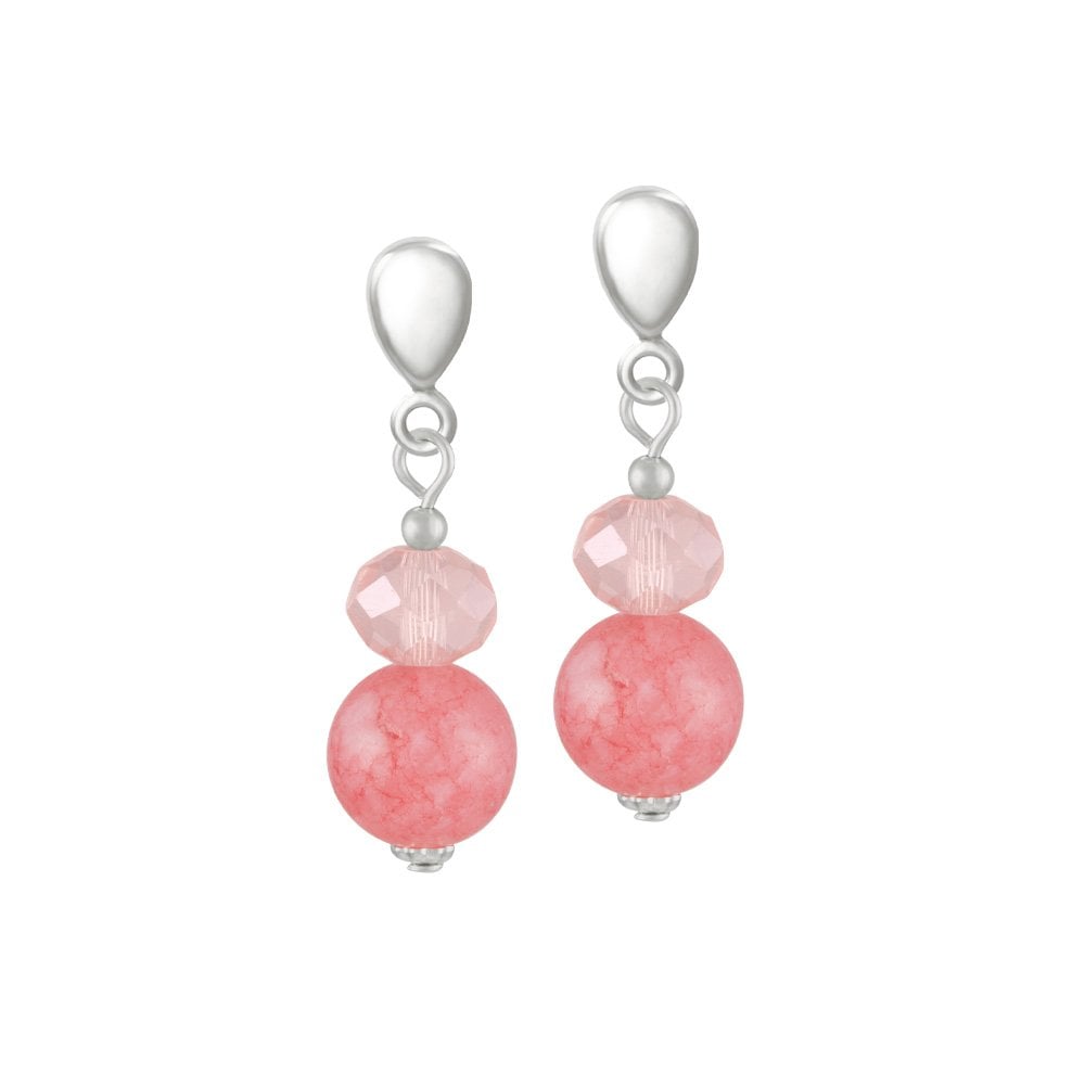 Captivation Coral Pink Silver Tone Drop Screw Back Clip On Earrings