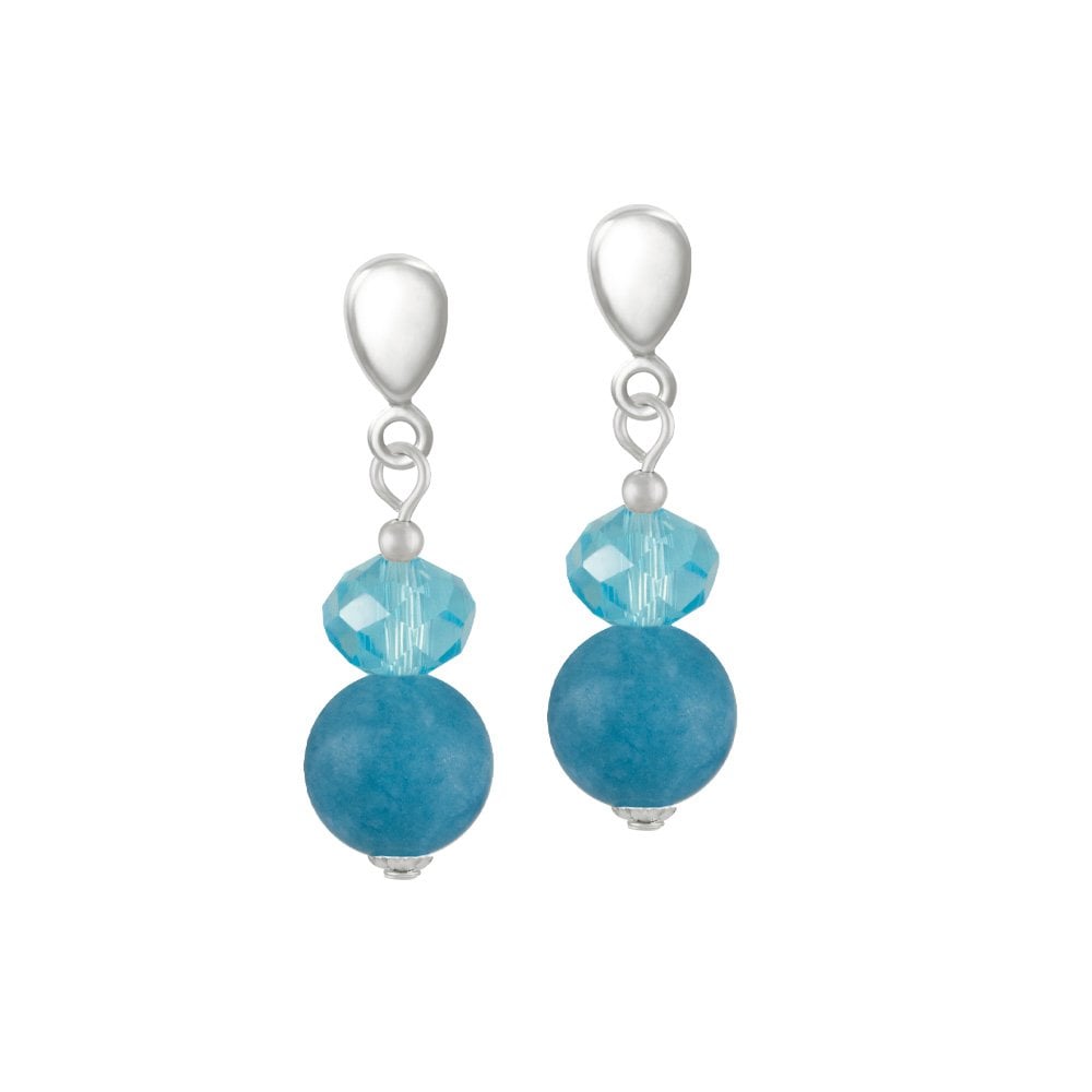 Captivation Turquoise Silver Tone Drop Screw Back Clip On Earrings