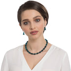 Regency Teal Tortoiseshell Glass Silver Tone Drop Screw Back Clip On Earrings