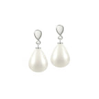 Raindrop Midi White Shell Pearl Silver Tone Drop Screw Back Clip On Earrings