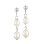 Enchanting White Freshwater Pearl Silver Tone Drop Screw Back Clip On Earrings
