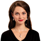 Alpine Red Crystal Shell Pearl Silver Tone Drop Screw Back Clip On Earrings