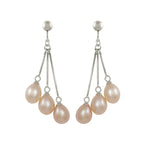 Medici Pink Freshwater Pearl Silver Tone Drop Screw Back Clip On Earrings