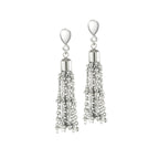 Kensington Stainless Steel Tassel Silver Tone Drop Screw Back Clip On Earrings