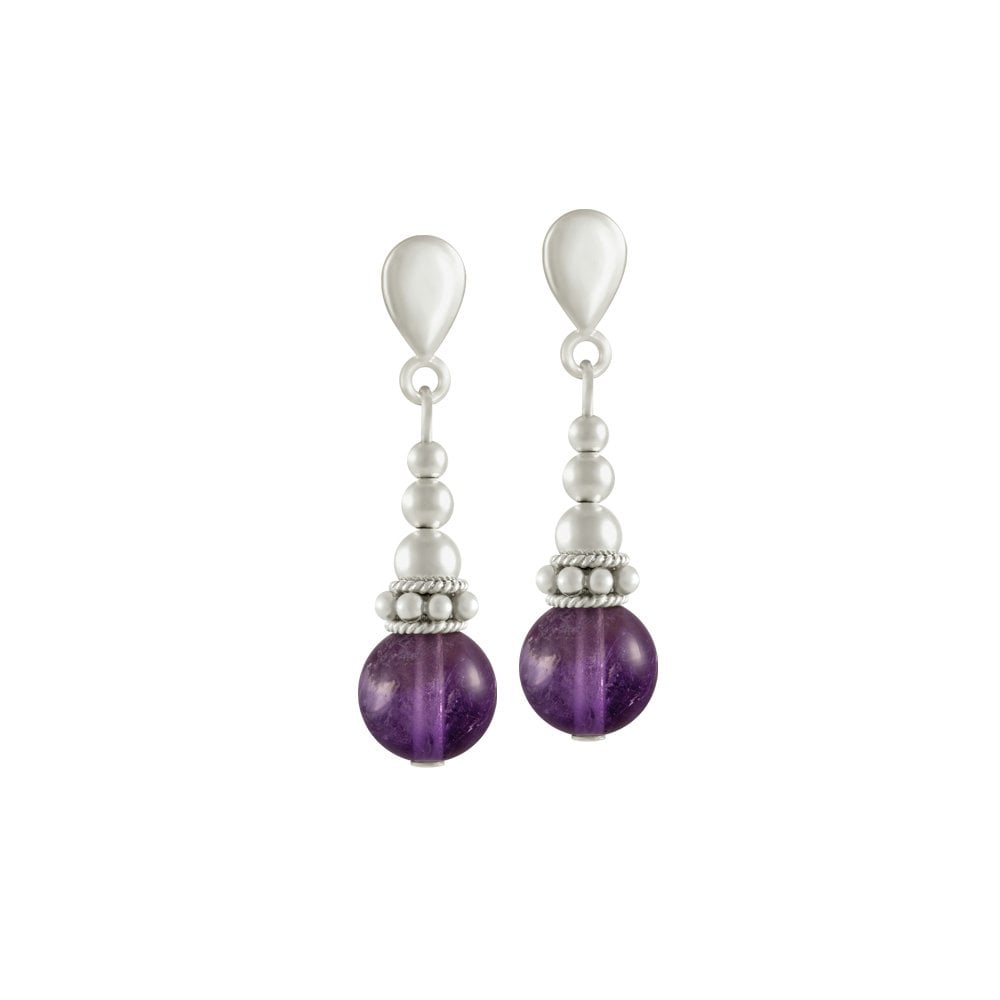 Bella Amethyst Silver Tone Drop Screw Back Clip On Earrings