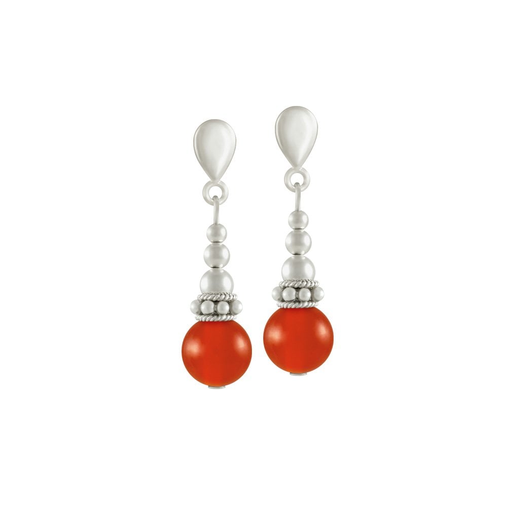 Bella Carnelian Silver Tone Drop Screw Back Clip On Earrings