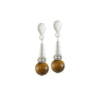 Bella Tiger's Eye Silver Tone Drop Screw Back Clip On Earrings