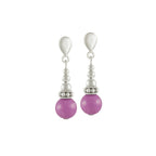 Bella Purple Jade Silver Tone Drop Screw Back Clip On Earrings