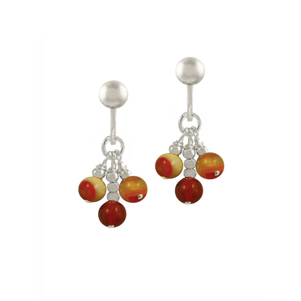 Radiance Orange Agate Silver Tone Drop Screw Back Clip On Earrings