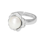 Supreme White Freshwater Pearl and CZ Sterling Silver Adjustable Ring