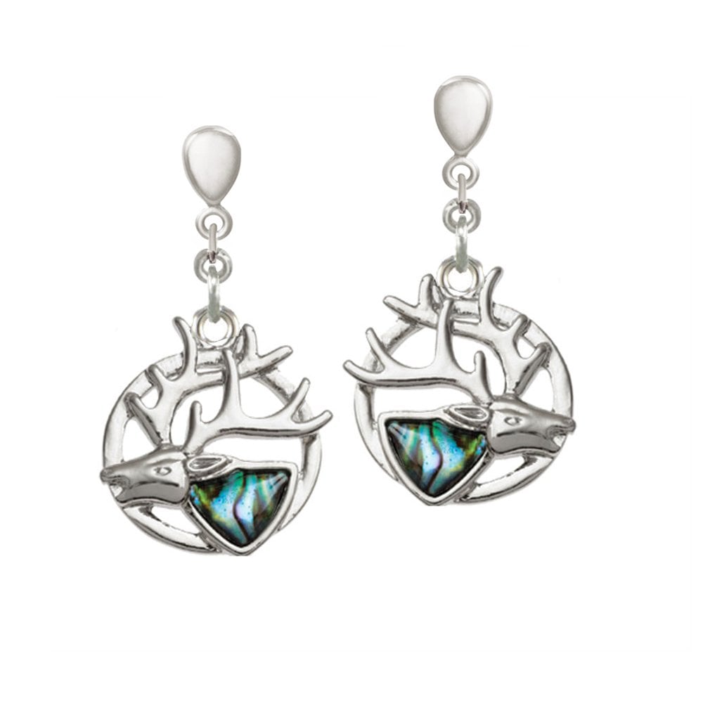 Monarch of the Glen Paua Shell Silver Tone Drop Clip On Earrings