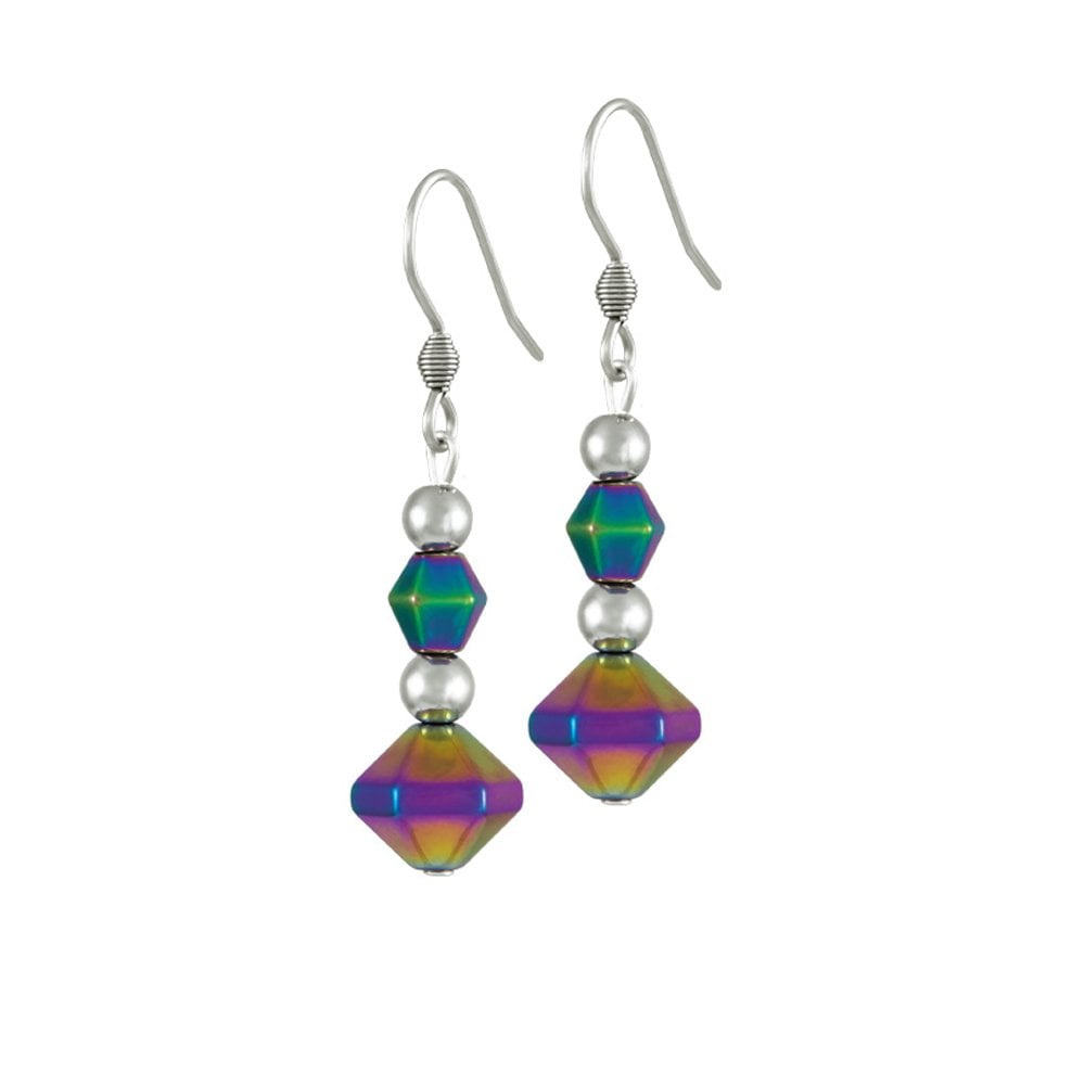 Vivacity Rainbow Hematite Drop Pierced Earrings