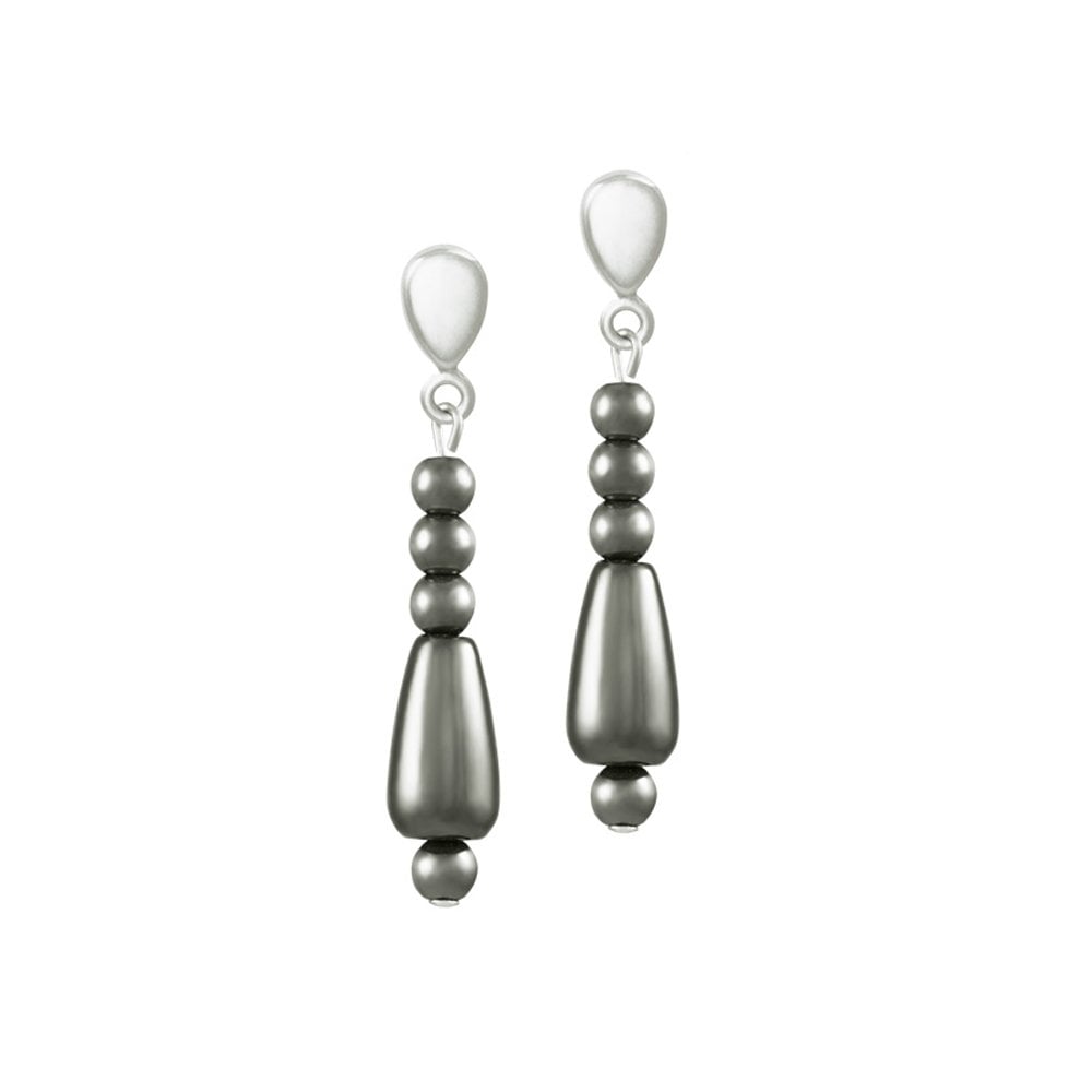 Mystique Hematite Silver Tone Drop Screw Back Clip On Earrings