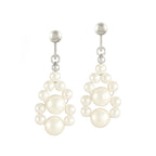 Adorn White Shell Pearl Silver Tone Drop Clip on Earrings