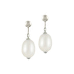 Doyenne White Freshwater Pearl Silver Tone Drop Clip On Earrings