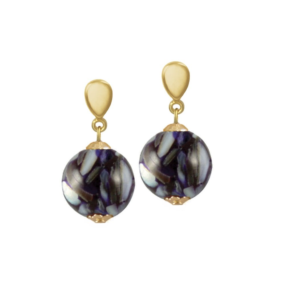 Madreperla Violet Mother Of Pearl Shell Gold Tone Drop Clip On Earrings