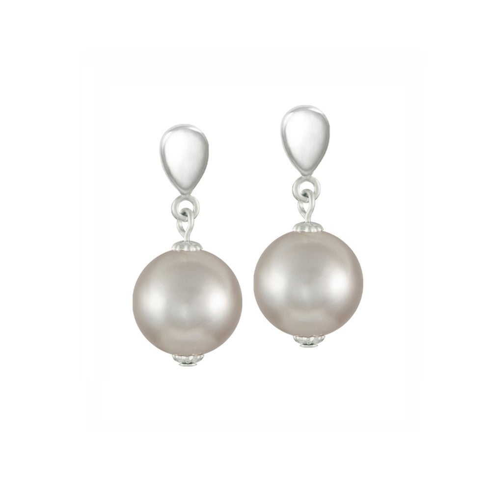La Perla 12mm Silver Shell Pearl Silver Tone Drop Clip on Earrings