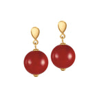 Femme Fatale 14mm Red Shell Pearl Gold Tone Drop Clip On Earrings