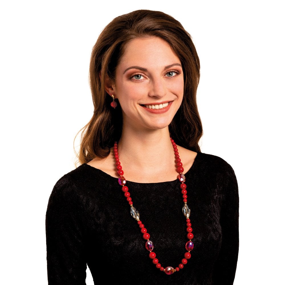 Femme Fatale 14mm Red Shell Pearl Gold Tone Drop Pierced Earrings