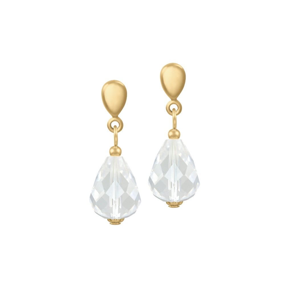 Sophistication Clear Crystal Gold Tone Drop Clip On Earrings