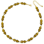 Sophistication Olive Green Crystal Gold Tone Necklace