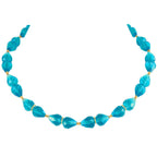 Sophistication Turquoise Crystal Gold Tone Necklace