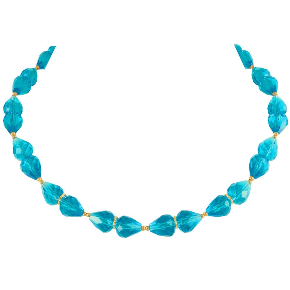Sophistication Turquoise Crystal Gold Tone Necklace