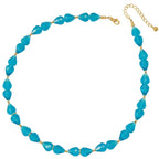 Sophistication Turquoise Crystal Gold Tone Necklace