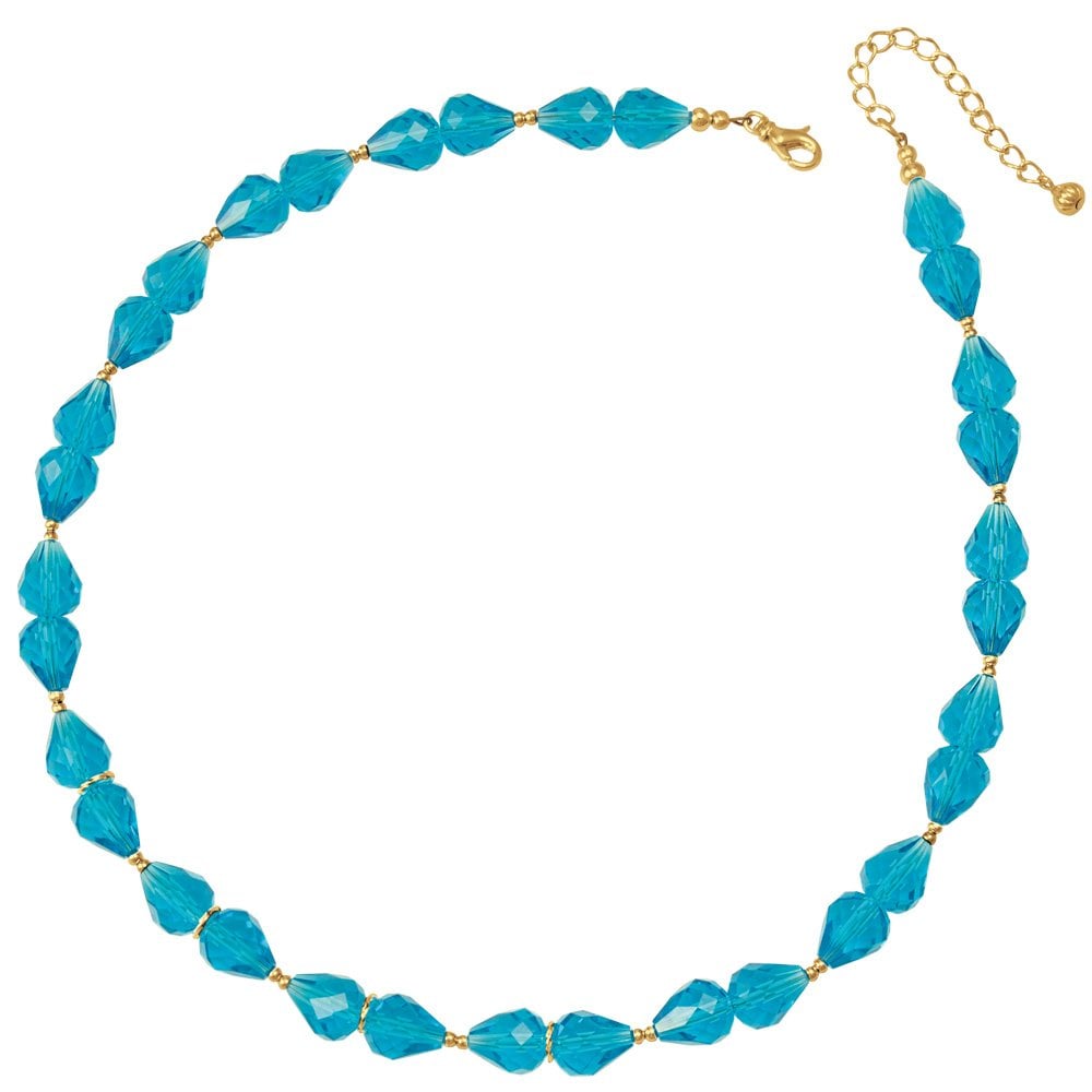 Sophistication Turquoise Crystal Gold Tone Necklace