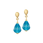 Sophistication Turquoise Crystal Gold Tone Drop Pierced Earrings