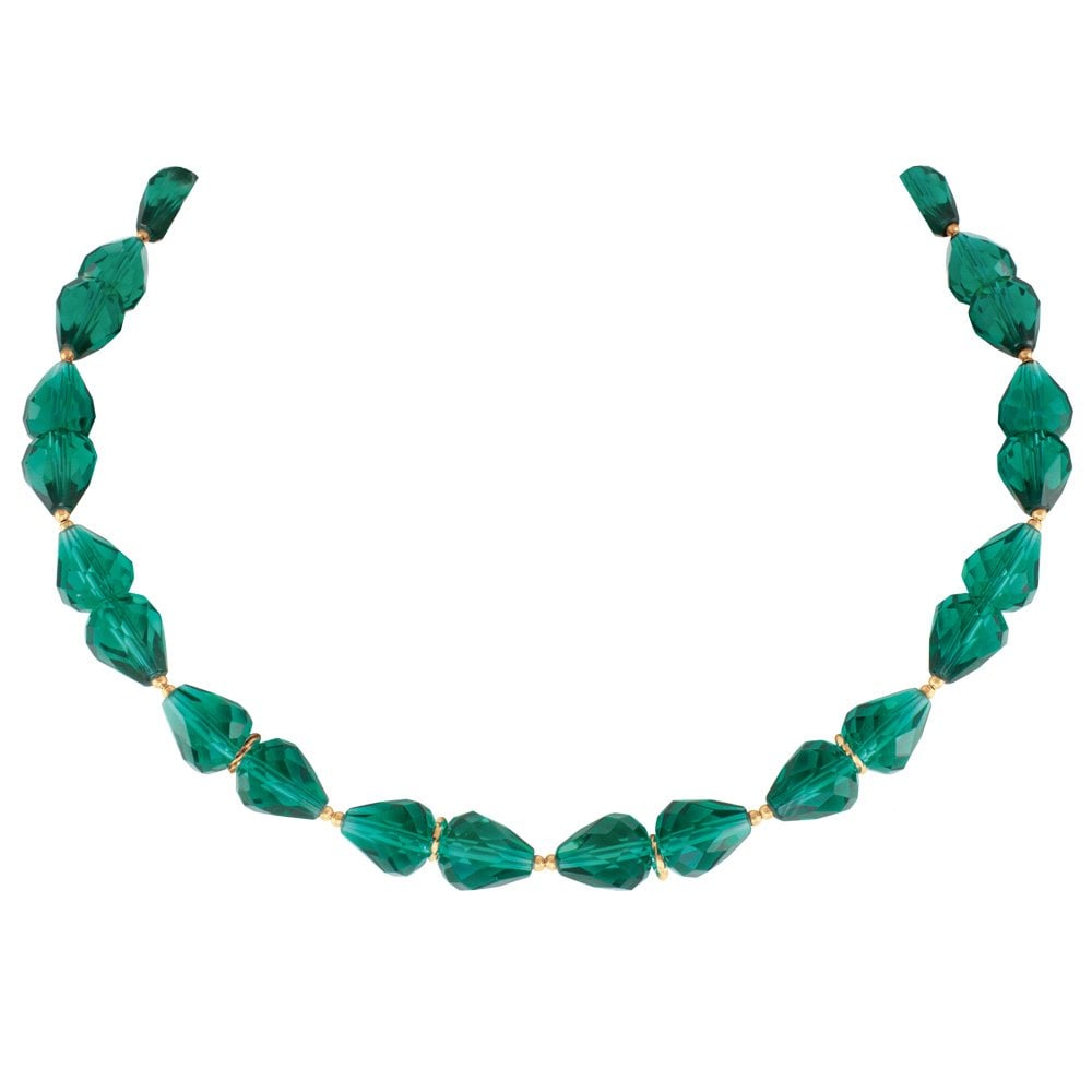 Sophistication Teal Crystal Gold Tone Necklace