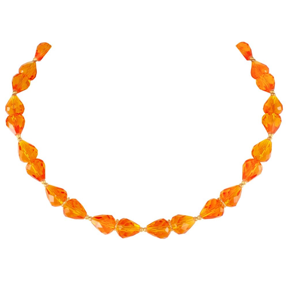 Sophistication Amber Crystal Gold Tone Necklace